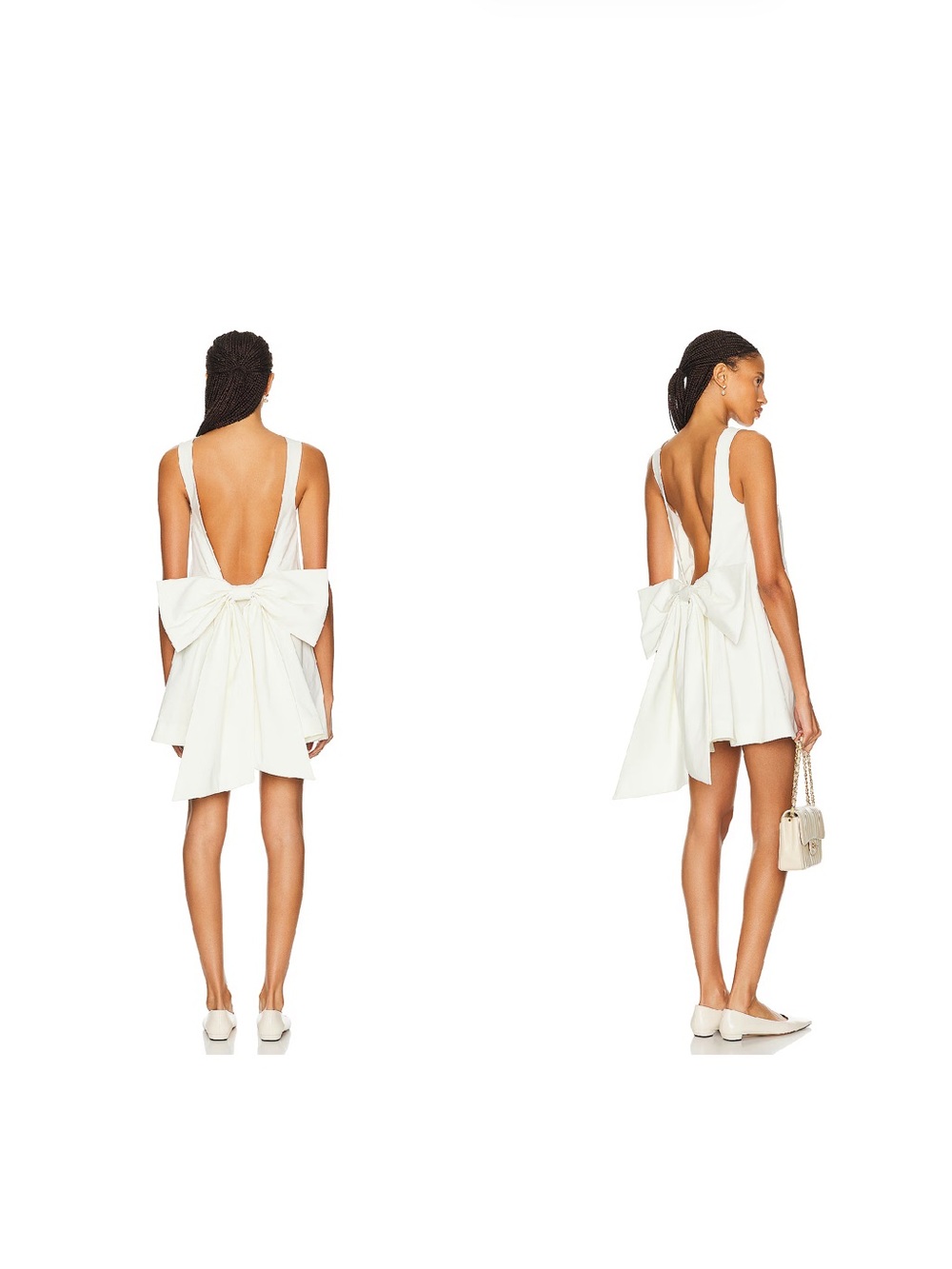 LPA Ivory Open-Back Mini Dress with Oversized Bow